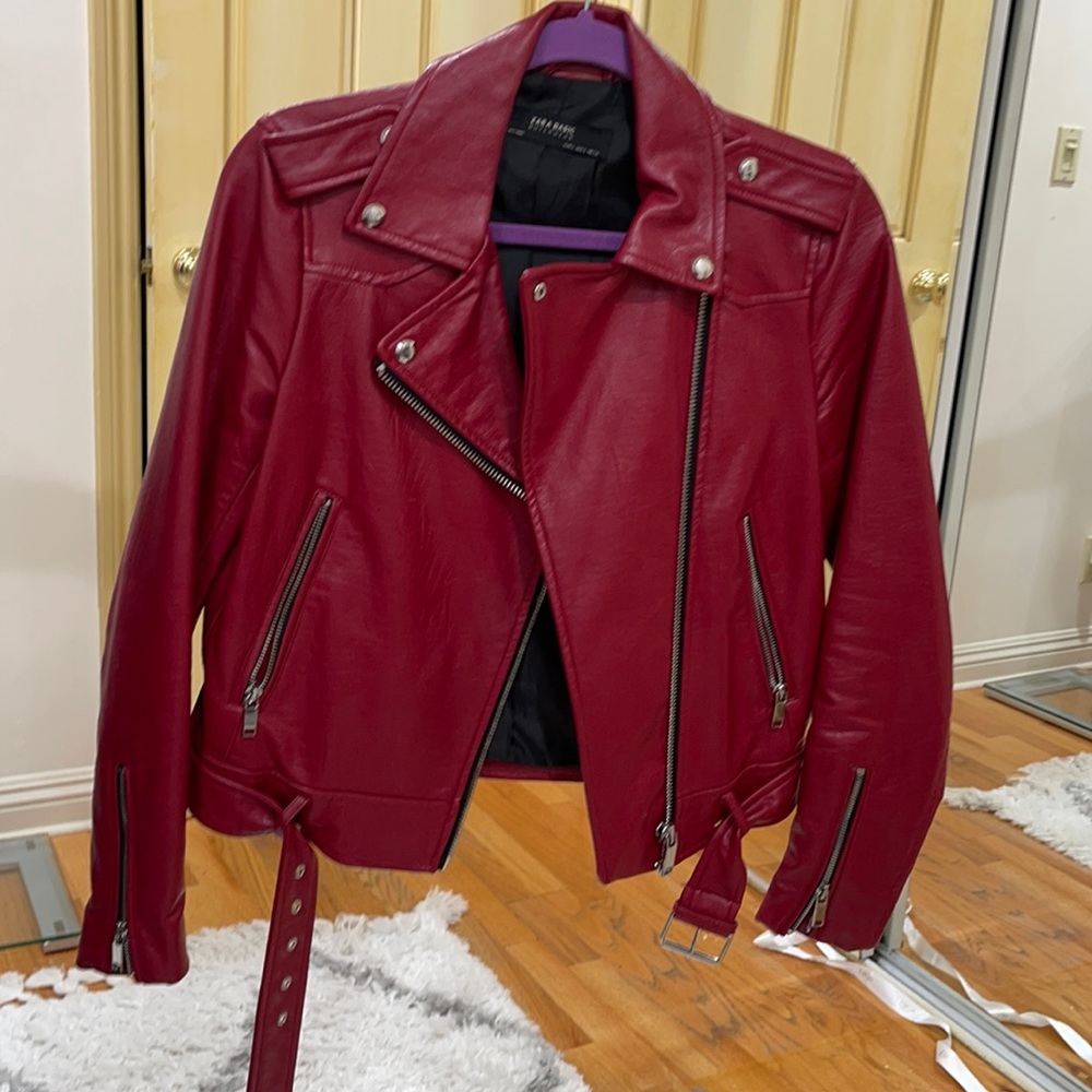 Red leather jacket